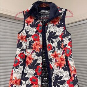 Columbia Floral vest red and navy